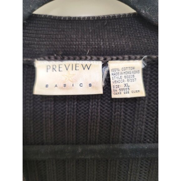 Preview Basics Y2k Black Cardigan Women's XL Ribbed Design Button Closure - Picture 12 of 14